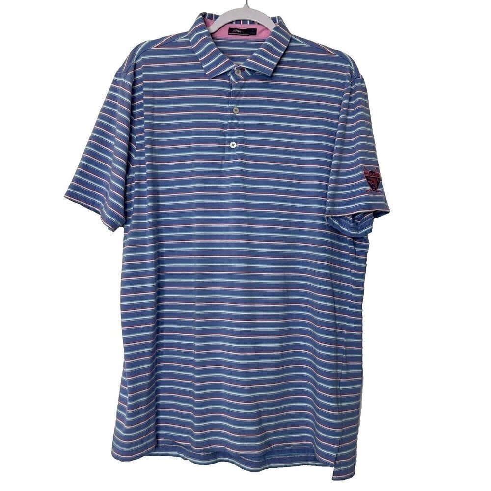 johnnie O Polo Shirt Blue‎ Striped Size Large